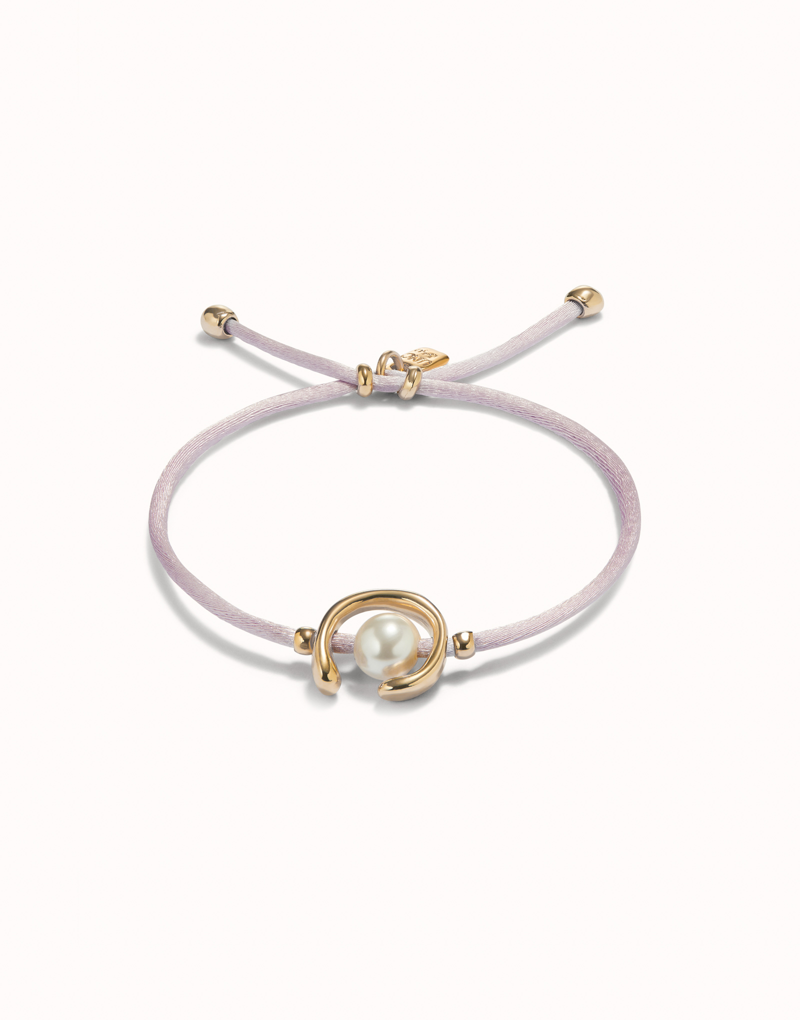 18K gold-plated lilac thread bracelet with shell pearl accessory., Golden, large image number null